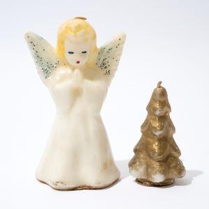 Vintage Christmas Candles, Praying Angel AND Small Tree, Gurley