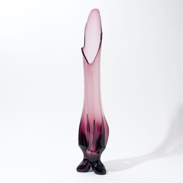 Midcentury Swung Vase, Amethyst, Purple, 19.5 Inches, Viking, AS IS