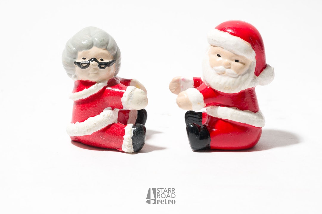 Vintage Christmas Candle Huggers, Ceramic, Santa and Mrs. Clause Etsy