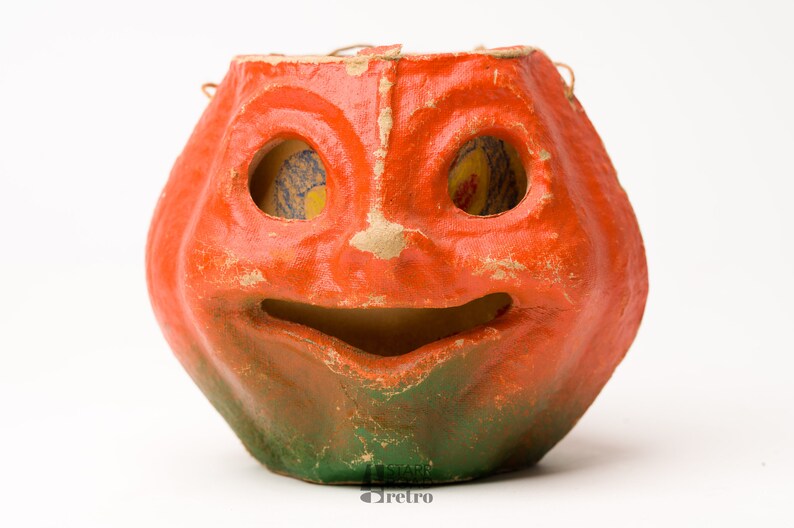 Vintage Paper Mâché Jack O'lantern Pumpkin Halloween Etsy