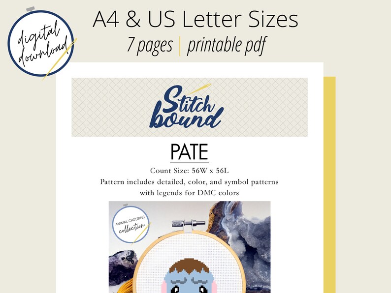 Pate Mini Cross Stitch Pattern DIY Pins and Patches Digital Download