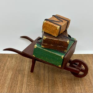 ミニチュア手作り荷物カート、ケース付き、1/12スケール
