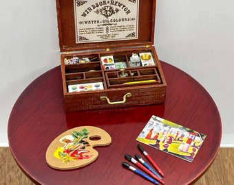 Miniature handmade artists box, 1/12 scale