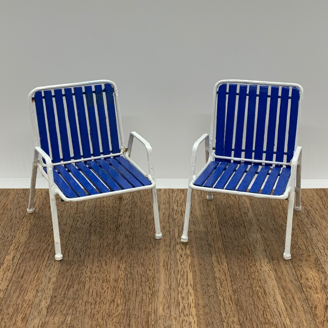 Pair of vintage style lawn chairs 1/12 scale Etsy