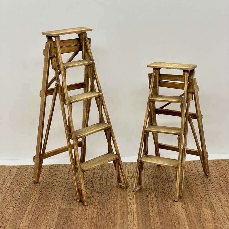 Miniature Handmade Wooden Folding Ladder 1/12 Scale Etsy