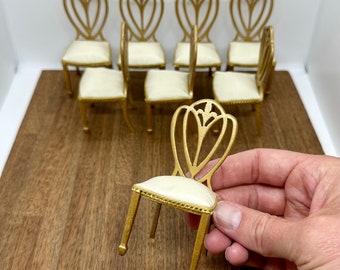 Miniature handmade set of ballroom chairs, 1/12 scale