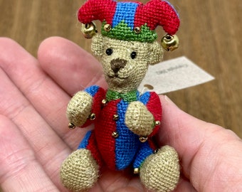 Miniature handmade needle point bear