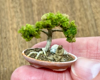 Miniature handmade bonsai tree, 1/12 scale