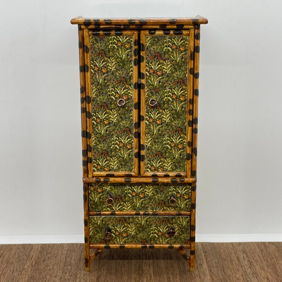 Miniature Handmade Faux Bamboo Armoire 1 12 Scale Etsy UK