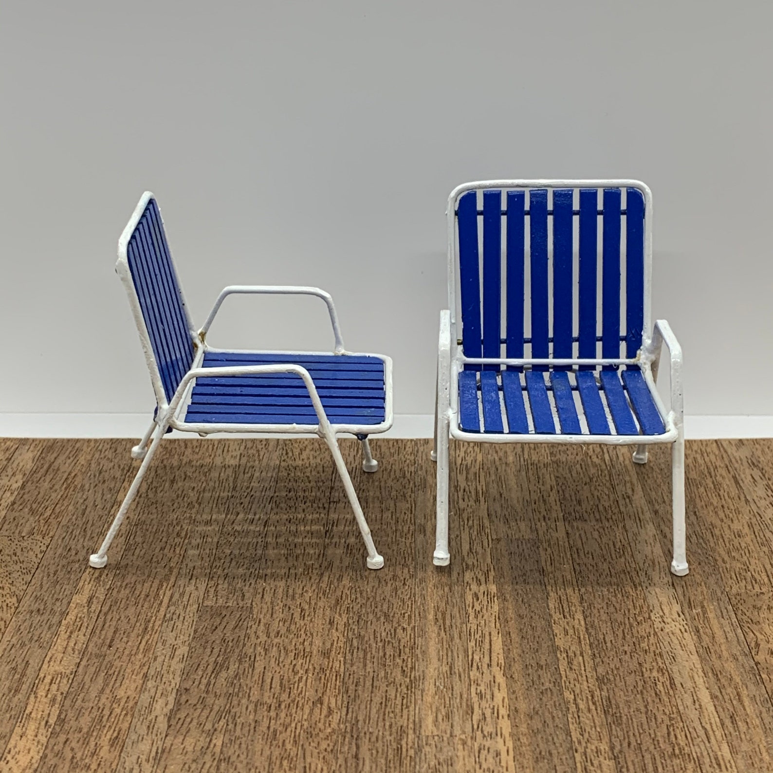 Pair of vintage style lawn chairs 1/12 scale Etsy