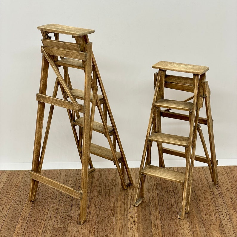 Miniature Handmade Wooden Folding Ladder 1/12 Scale Etsy