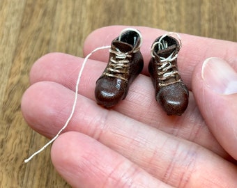 Miniature handmade vintage rugby cleats, 1/12 scale