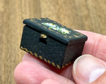 Miniature hand painted metal box, 1/12 scale