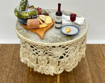 Miniature cheese and wine still life, 1/12 scale