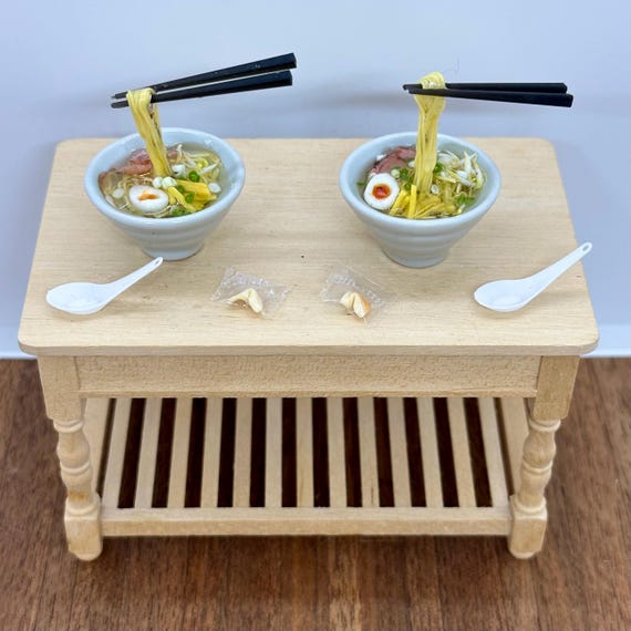 ミニチュア手作りラーメン麺スープボウルとアクセサリーセット、1/12 