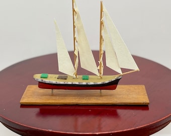 Miniature handmade mounted ship model, 1/12 scale