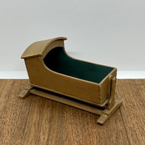 Miniature handmade rocking cradle, 1/12 scale