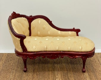 Miniature handmade chaise lounge, 1/12 scale