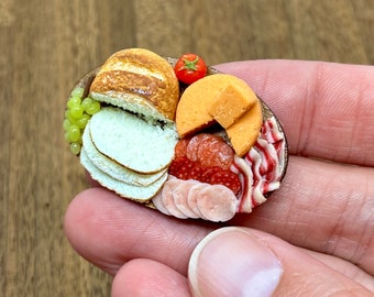 Miniature handmade sandwich prep board, 1/12 scale