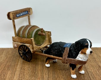 Miniature handmade wine cask cart, 1/12 scale