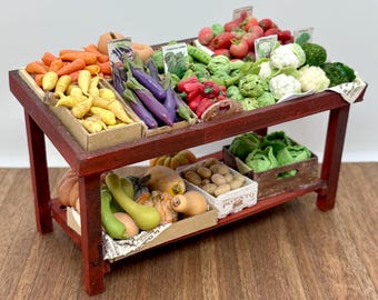 Supporto per verdure in miniatura, realizzato a mano, scala 1/12