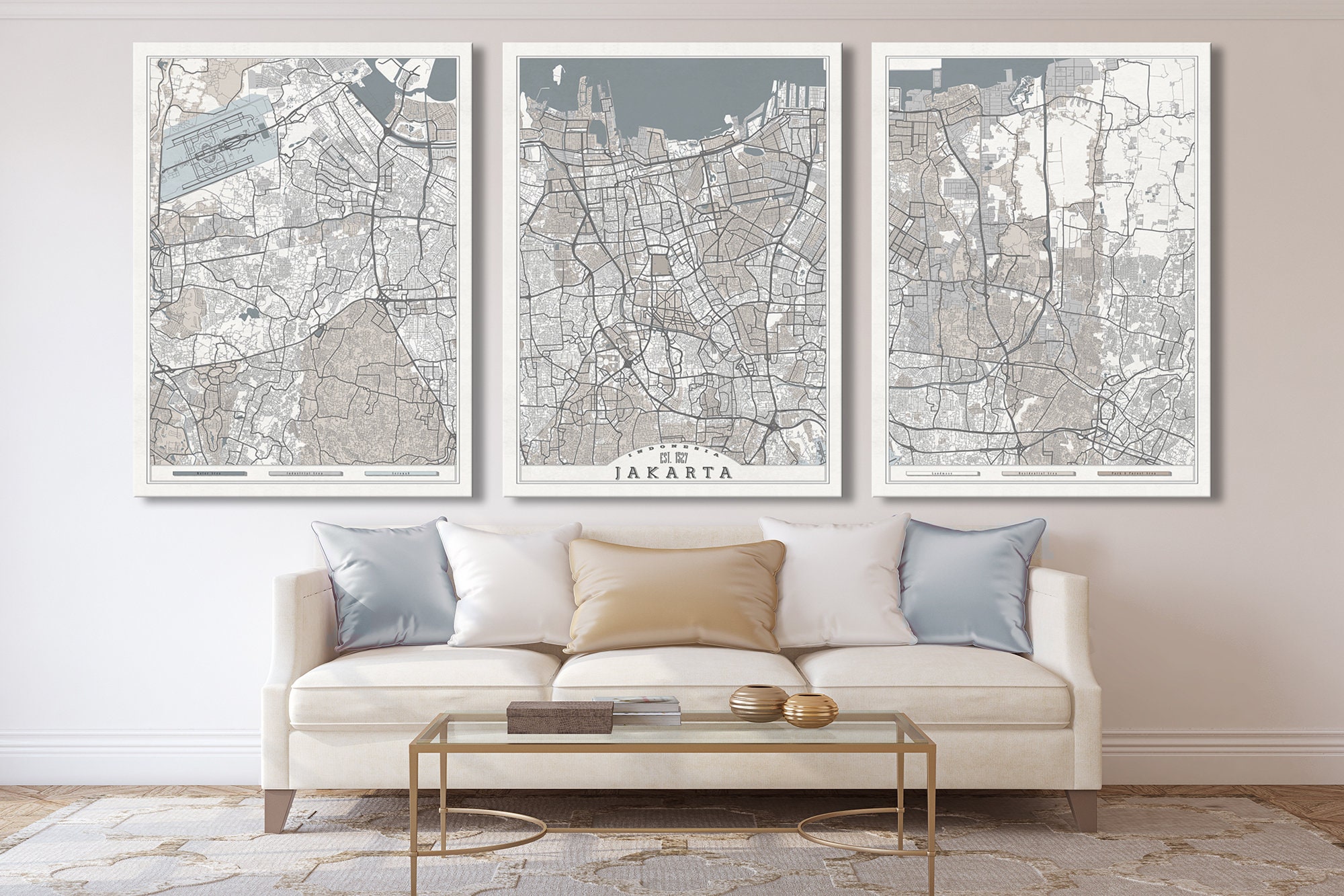 JAKARTA Indonesia Canvas Print Large Wall Art Indonesia Map | Etsy