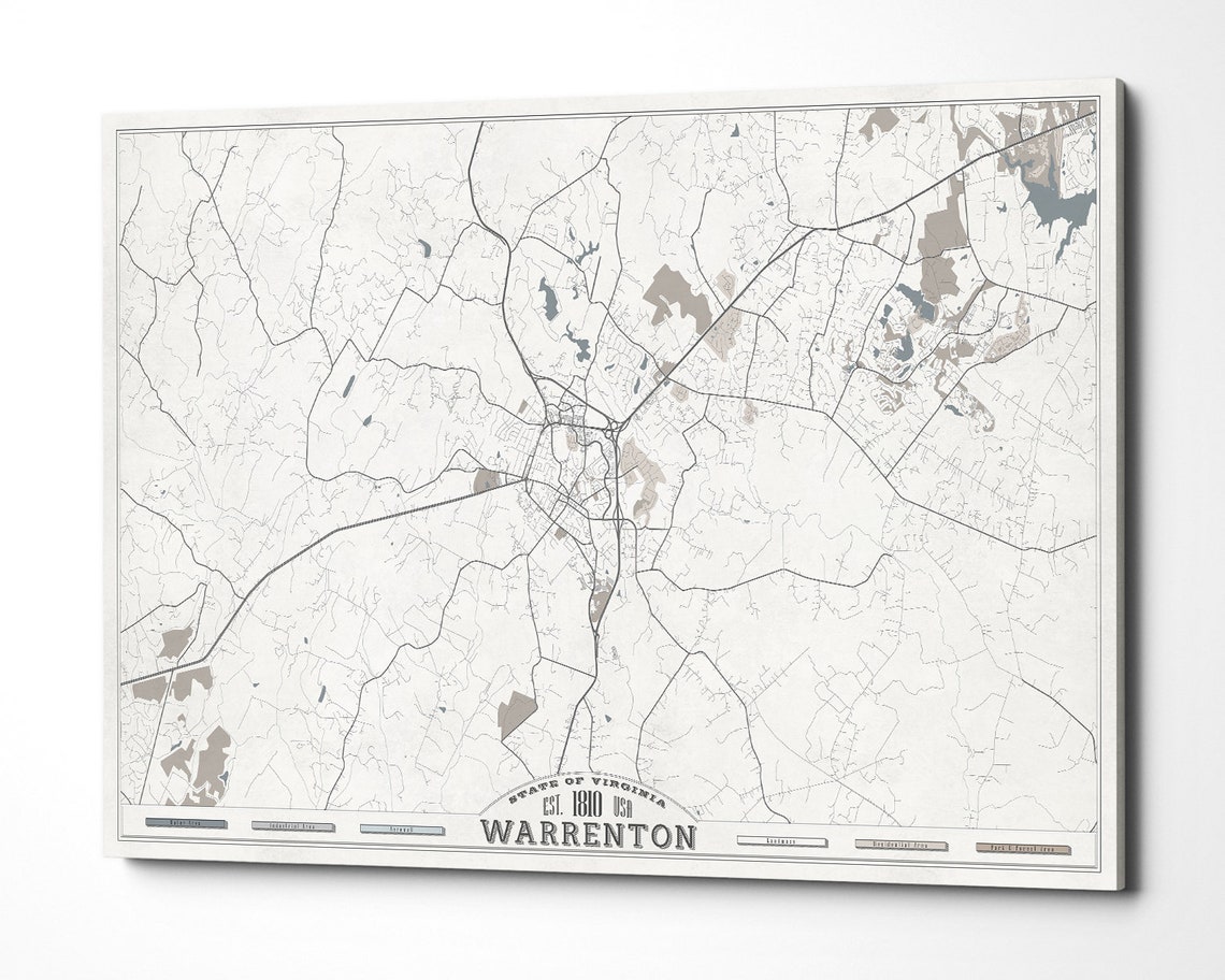 WARRENTON Virginia Canvas Print Virginia City Map Soft Pastel Etsy