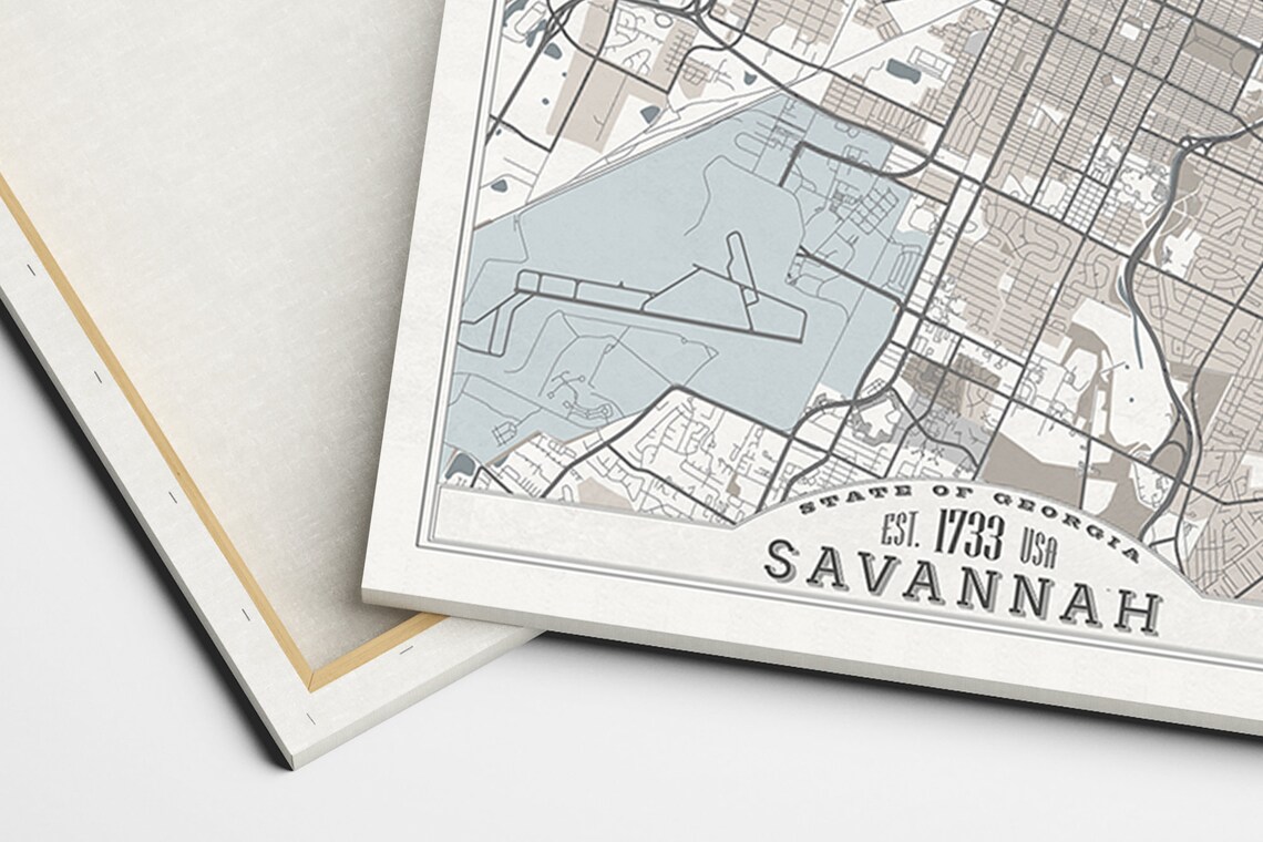 SAVANNAH GA Canvas Print Large Wall Art Savannah Map Etsy