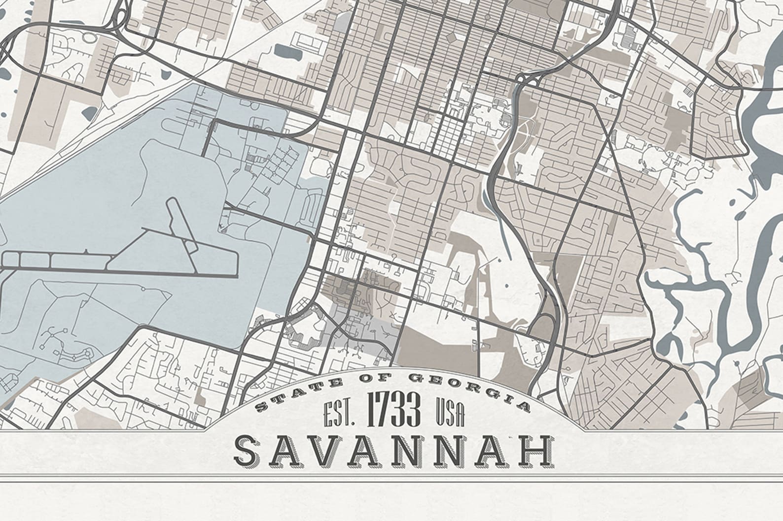 SAVANNAH GA Canvas Print Large Wall Art Savannah Map Etsy