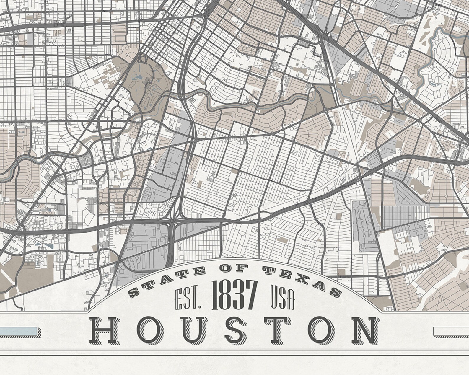 HOUSTON TX Canvas Print Texas City Map Soft Pastel Colors  Etsy