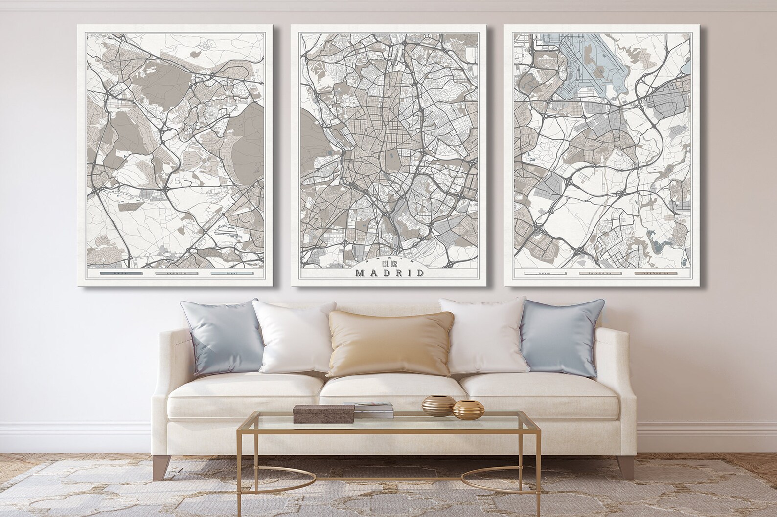 MADRID Spain Canvas Print Large Wall Art Spain Map White and Etsy