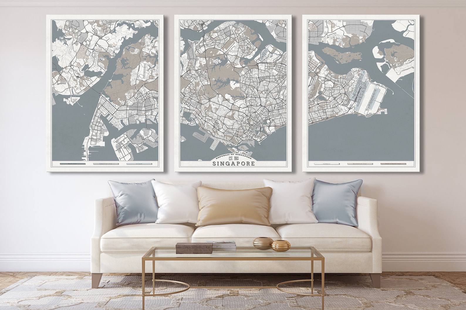 SINGAPORE Canvas Print Large Wall Art Singapore Map White Etsy