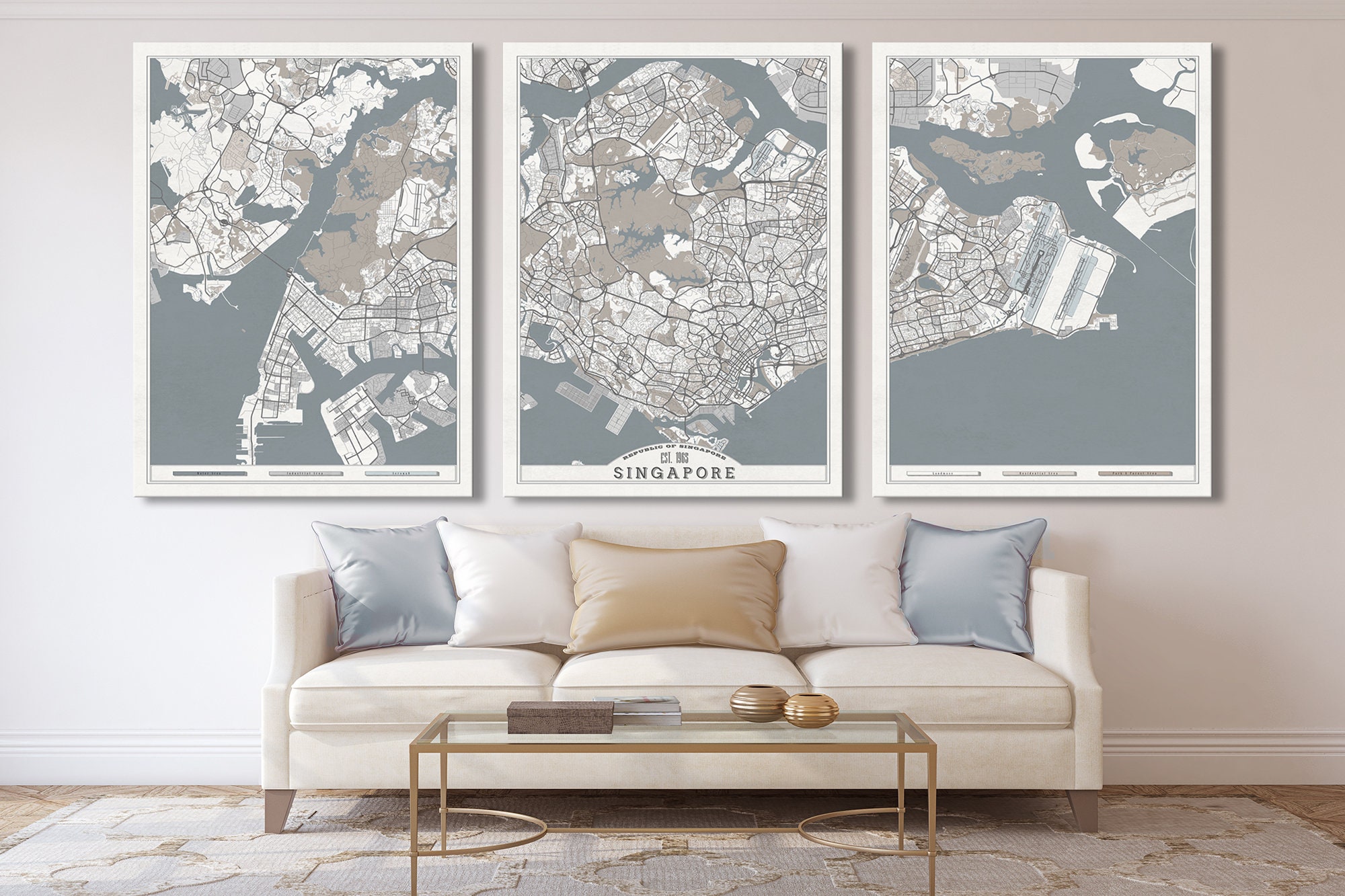 SINGAPORE Canvas Print Large Wall Art Singapore Map White Etsy