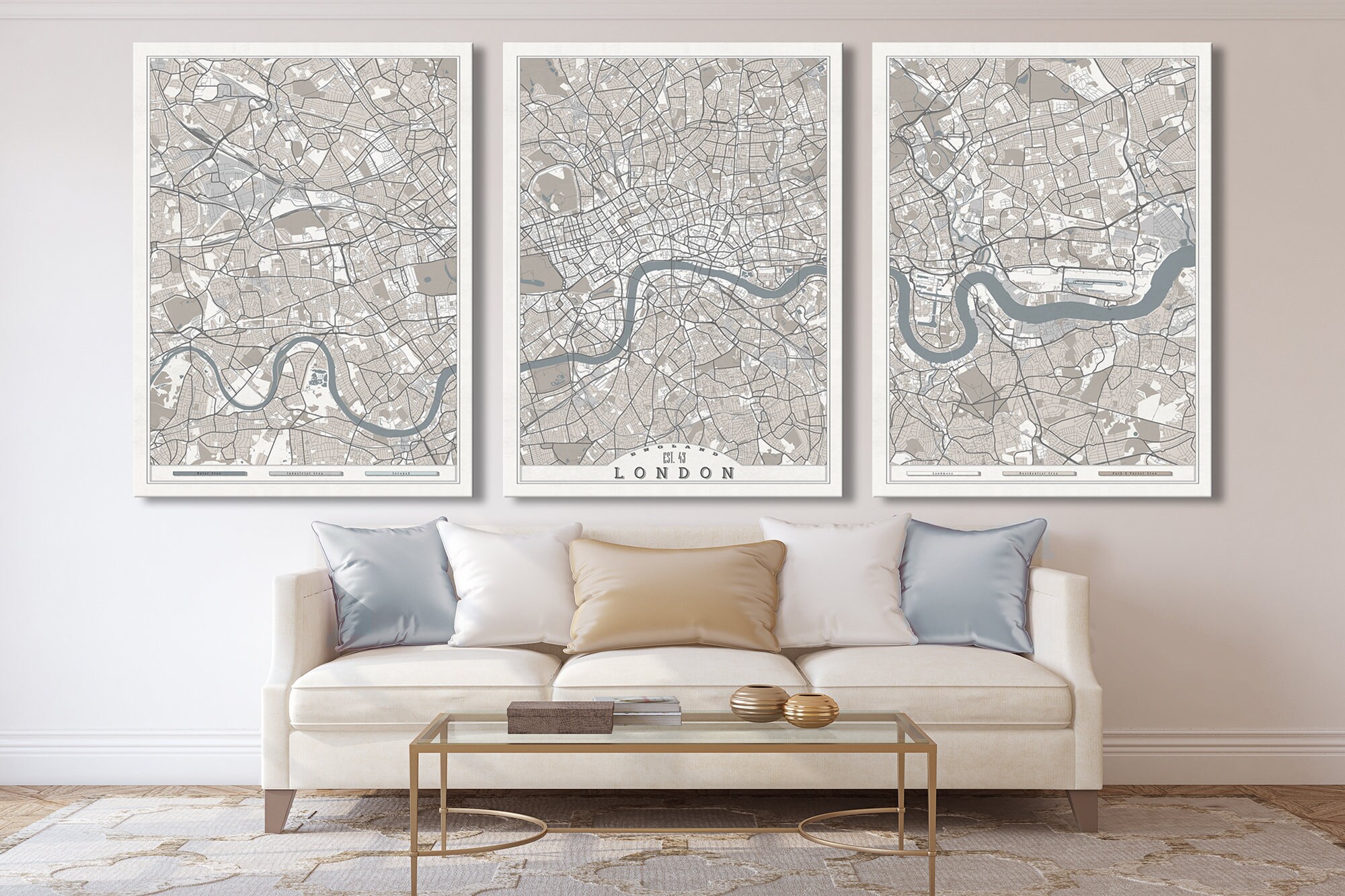LONDON England Canvas Print Large Wall Art England Map White Etsy