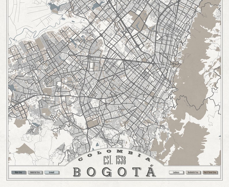 BOGOT\u00c1 Colombia Canvas Map Bogot\u00e1 City Street Map Pastel Light Wall Art Oversized Neutral White Gray Beige Minimalist Ready to Hang