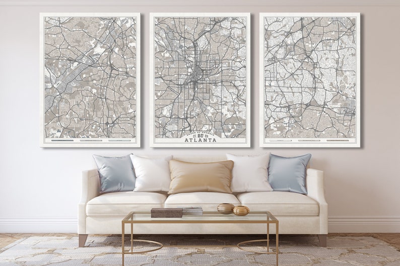 ATLANTA GA Canvas Print Large Wall Art Atlanta Map Etsy