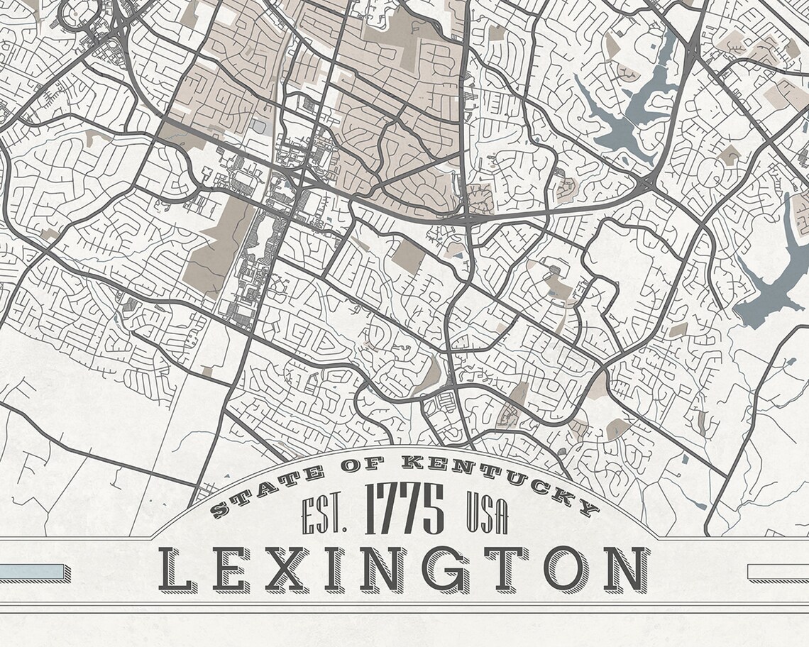 LEXINGTON KY Canvas Print Kentucky City Map Soft Pastel Colors | Etsy
