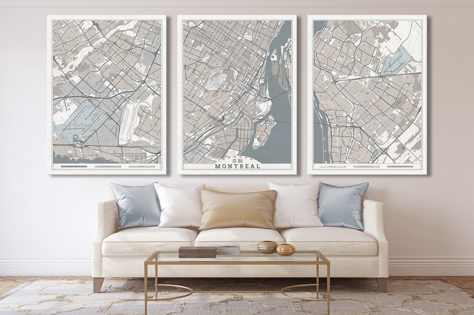 MONTREAL Canada Canvas Print Large Wall Art Canada Map White Etsy