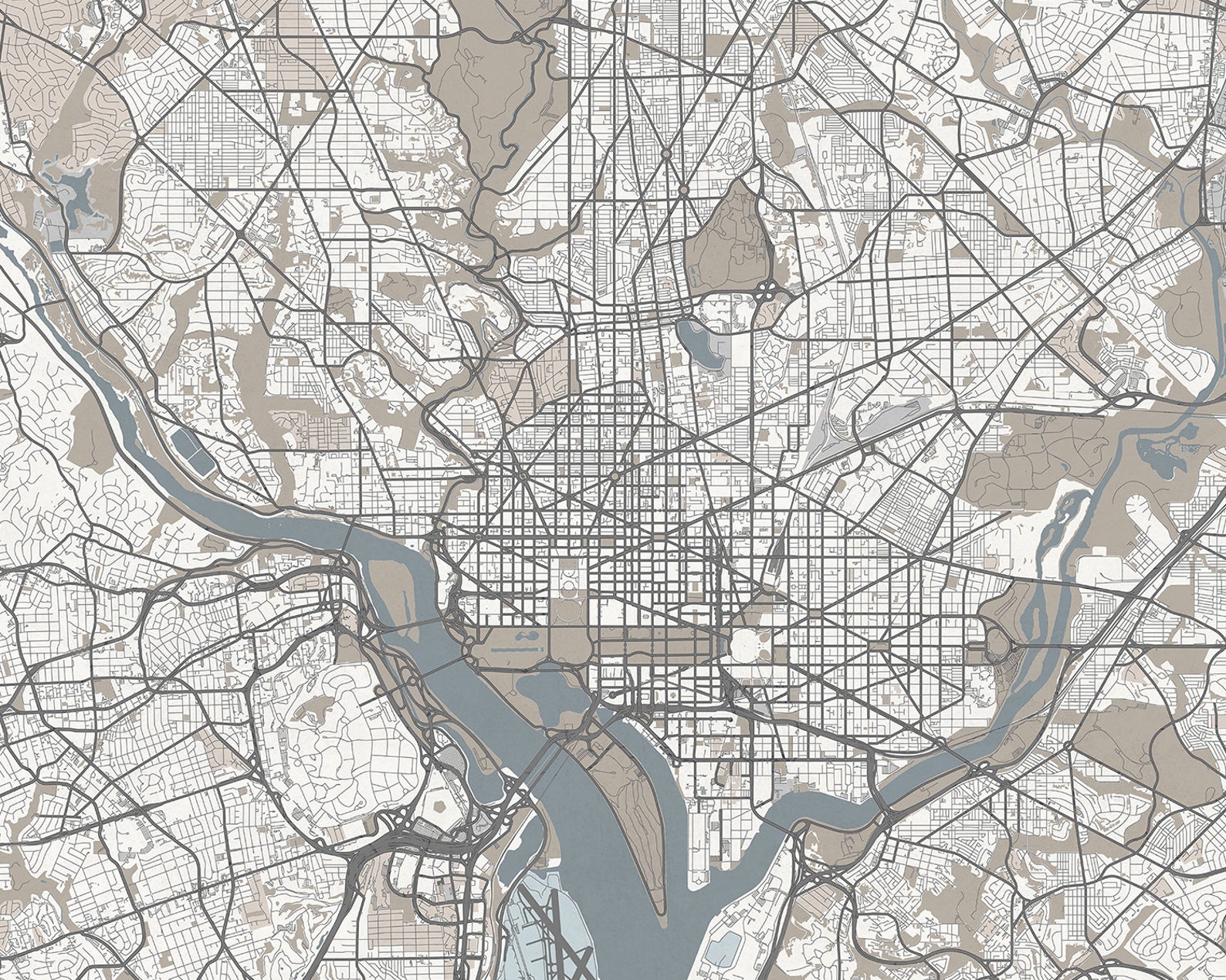 WASHINGTON DC Canvas Print District of Columbia City Map Etsy