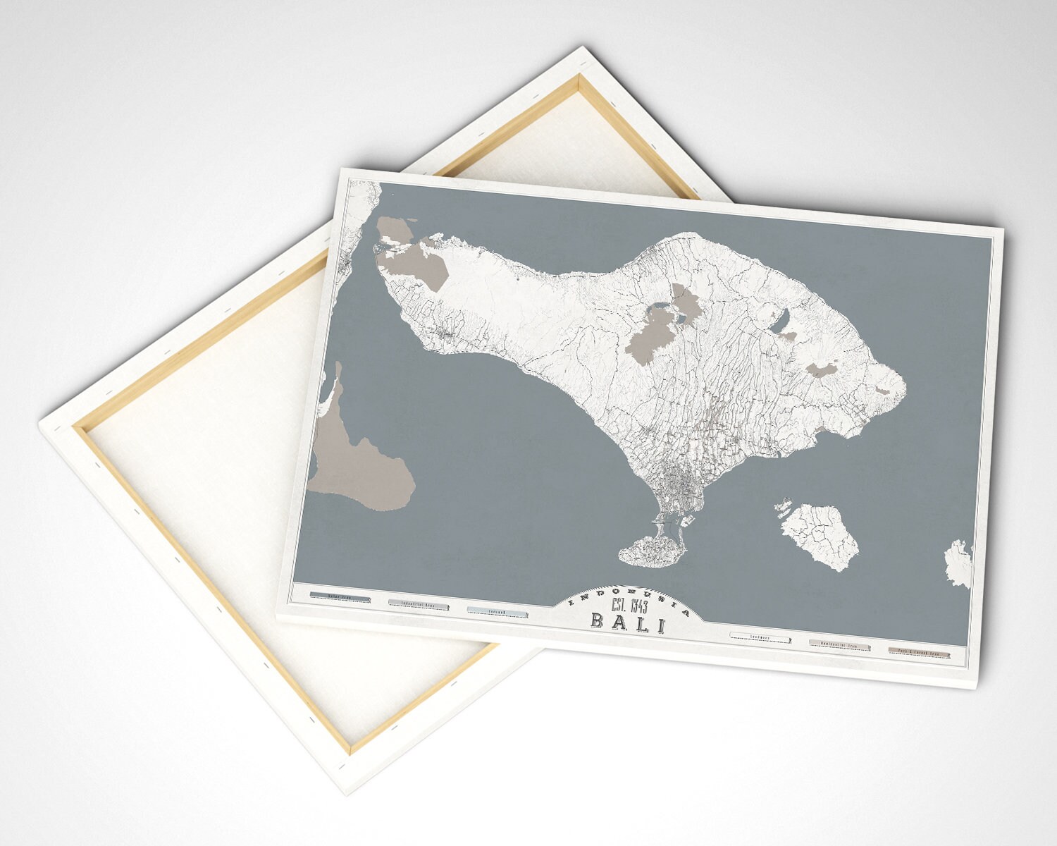 BALI Canvas Print Indonesia Denpasar Bali Map Pastel Color Etsy