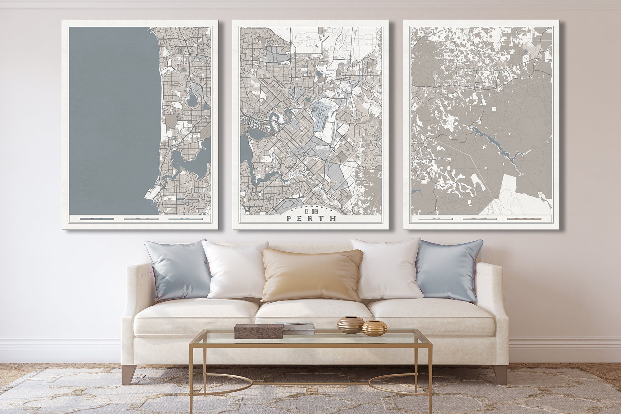 PERTH Australia Canvas Print Large Wall Art Australia Map | Etsy