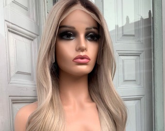 Ash Blonde Natural Human Hair Lace Peluca delantera