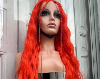 Bright Orange Lace Front Human Hair Wig