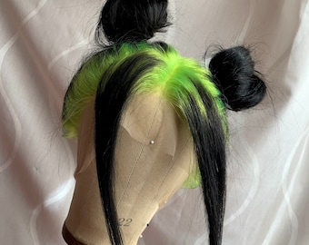 Green and Black Full Lace Human Hair Wig Billie
