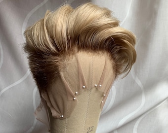 Beach Blonde Full Lace Human Hair Boy Peluca
