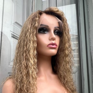 Kinky Curly Beach Blonde Natural Full Lace Human Hair Wig