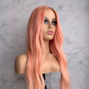 Perruque de cheveux humains enracinée Baby Pink Dentelle Front