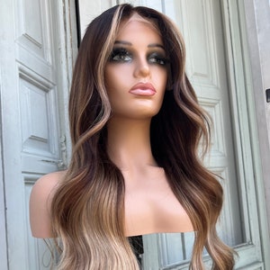 Balayage Brown Blonde Human Hair Lace Front Wig