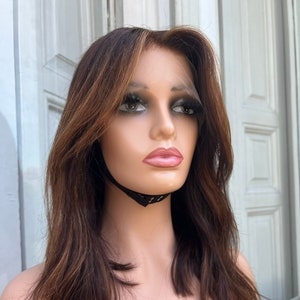 Balayage Brown Natural Human Hair Lace Front Wig