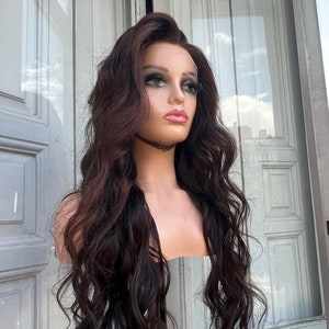 Dark Brown 26 Inch Lace Front Human Hair Wig